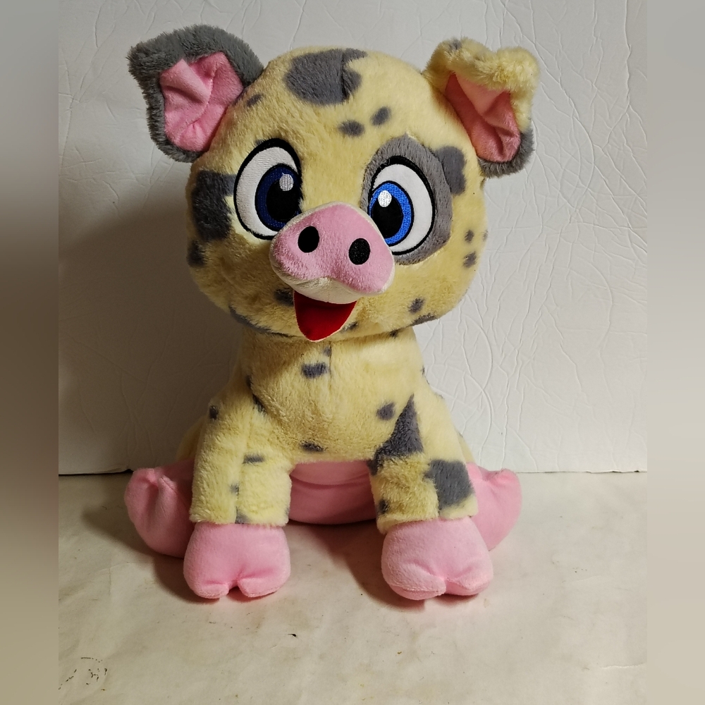 Classic Toy Co Pig Plush Stuffed Animal Spotted Yellow Pink Embroidered Eyes 16"